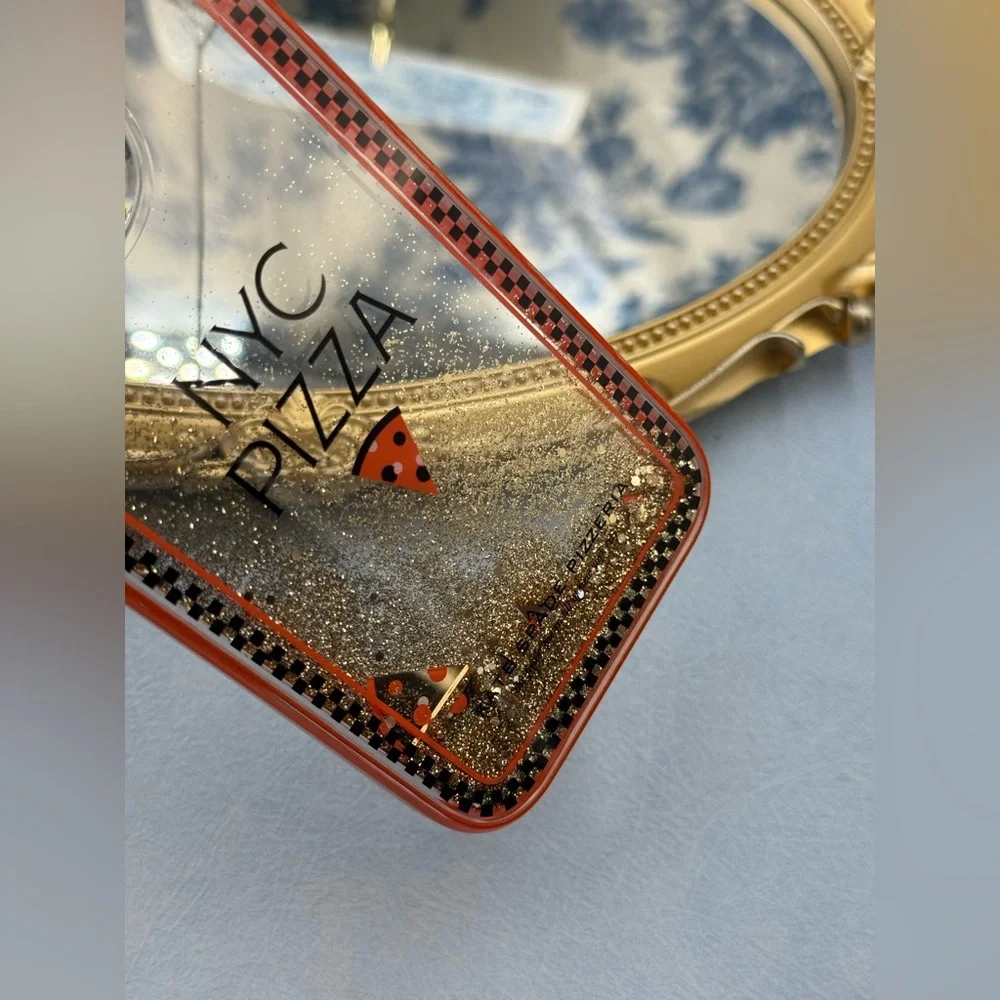 🆕 KATE SPADE NEW YORK 🧿 NWOT Pizza Box iPhone 14 Pro Case, Orange Glitter